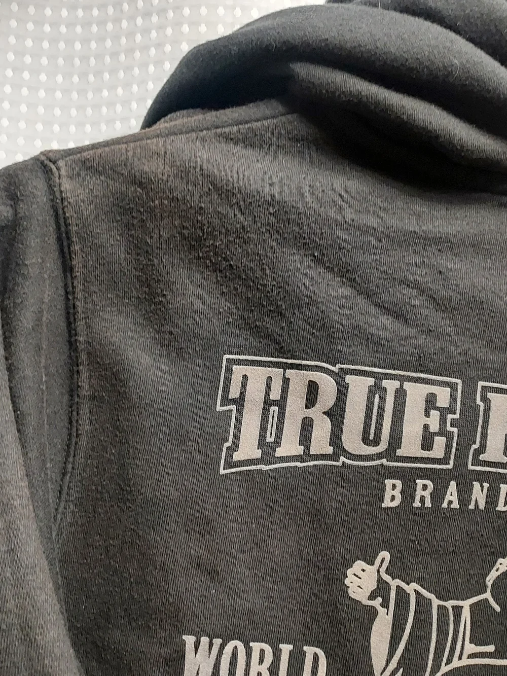 True Religion Brown Black Zip Hoodie with Signature Logo